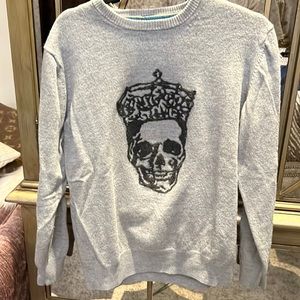 Mens Robert graham wool sweater with skull wearing crown size XL